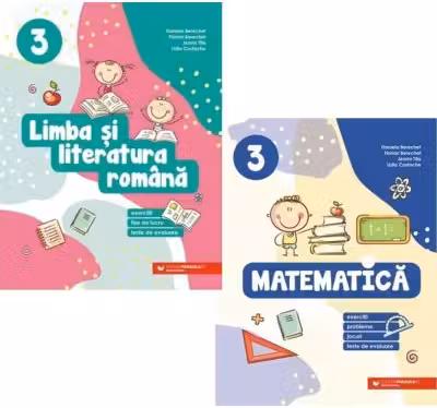 Pachet Limba si literatura romana si Matematica. Exercitii, fise de lucru, teste de evaluare si Exercitii, probleme, jocuri, clasa a 3-a