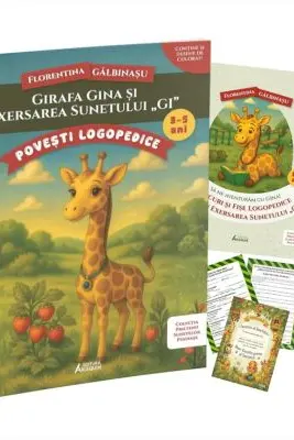 Pachet Logopedic corectare pronuntie sunet GI (Girafa Gina): Poveste, caiet de exercitii si diploma