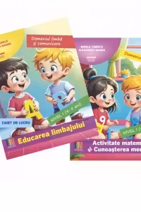 Set 2 Carti Gradinita nivel 4-5 ani: 1. Educarea limbajului; 2. Activitate matematica si Cunoasterea mediului (editie 2025)