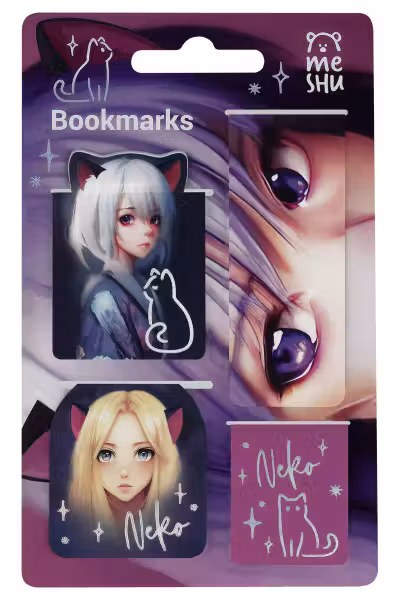 Закладки магнитные для книг 4шт. Neko