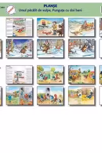 Set Planse povesti: Ursul pacalit de vulpe (9 planse A3), Punguta cu doi bani (9 planse A3)