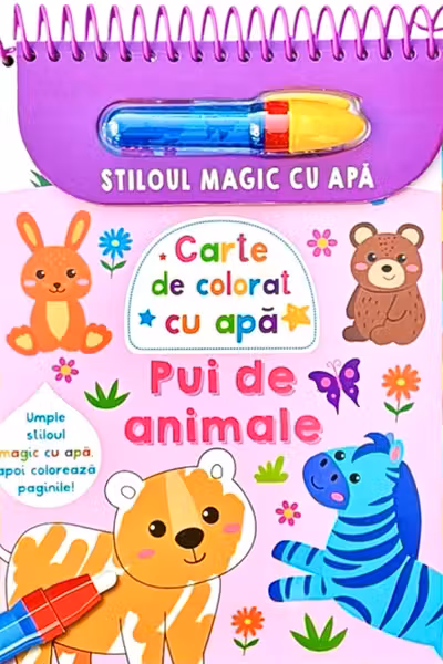Pui de animale. Carte de colorat cu apa. Stiloul magic cu apa