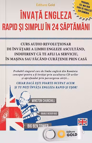 Învață engleză rapid și simplu în 24 de săptămâni + Stick USB