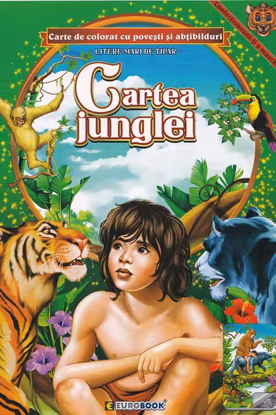 Cartea junglei. Carte de colorat cu povesti si abtibilduri