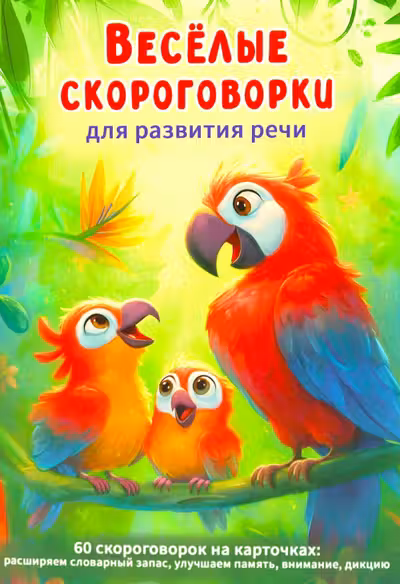 Веселые скороговорки для развития речи детей. 60 карточек