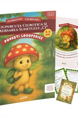 Pachet Logopedic corectare pronuntie sunet CI (Ciupercuta Ciubotica): Poveste, caiet de exercitii si diploma
