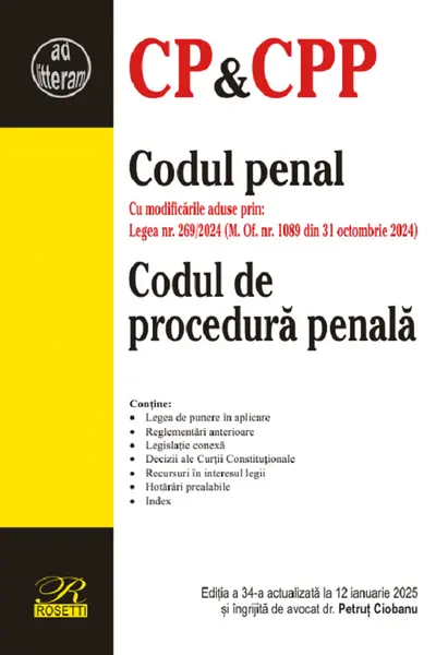 Codul penal. Codul de procedură penală Ed.34 Act.12 ianuarie 2025