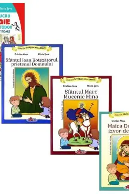 Pachet Fise de lucru Religie clasa pregatitoare si 3 volume Invatam de la Sfinti: Sf. ioan Botezatorul, Sf. Mare Mucenic Mina, Maica Domnului