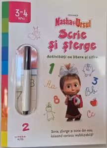 Masha si Ursul - Activitati cu litere si cifre. Scrie si sterge