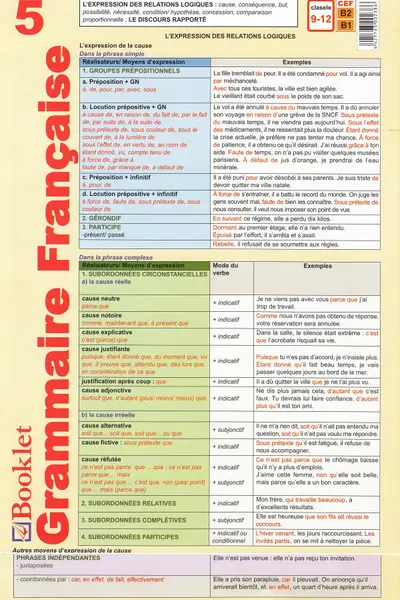 Planșa Grammaire Française 5