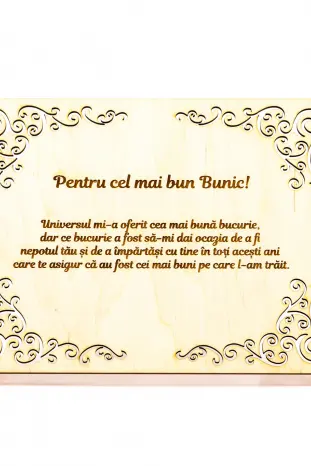 Diploma personalizata din lemn- Pentru cel mai bun Bunic!