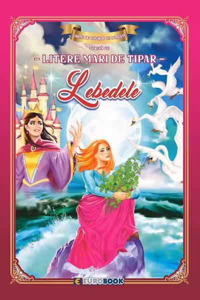 Lebedele. Carte de colorat cu povești scrisă cu litere mari de tipar