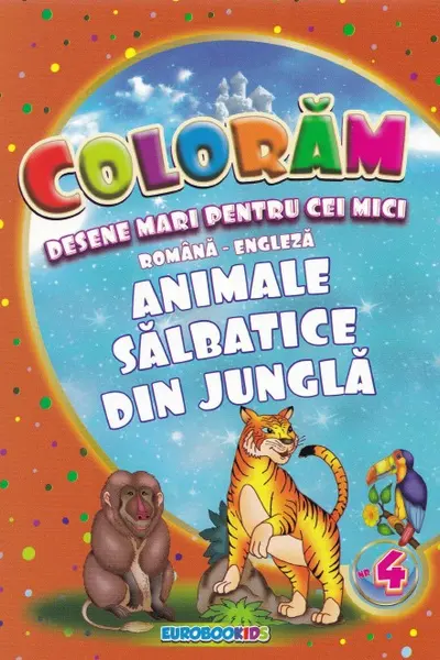 Colorăm desene mari pentru cei mici: Animale sălbatice din junglă