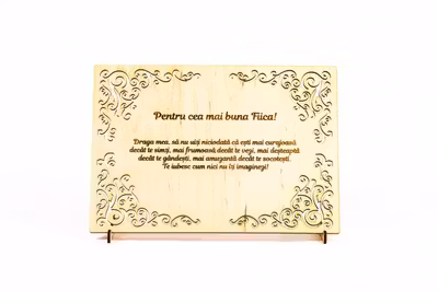 Diploma personalizata din lemn- Pentru cea mai buna fiica