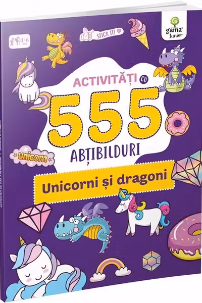 Activitati cu 555 abtibilduri - Unicorni si dragoni