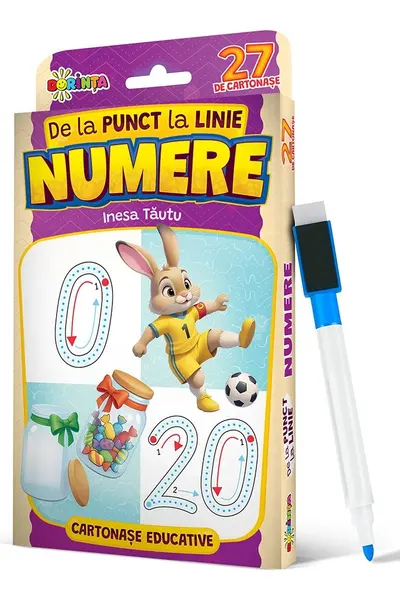 27 de cartonase educative. De la punct la linie. Numere