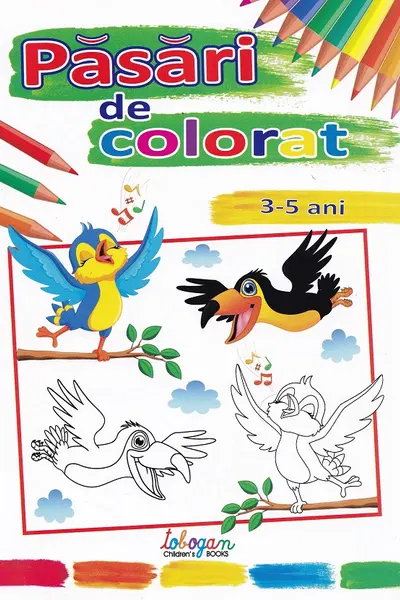 Păsări de colorat 3-5 ani