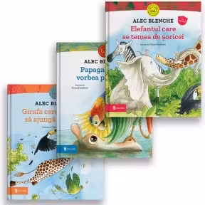 Pachet Animale Hazlii: 1. Elefantul care se temea de soricei; 2. Papagalul care vorbea prea mult; 3. Girafa care nu putea sa ajunga la frunze