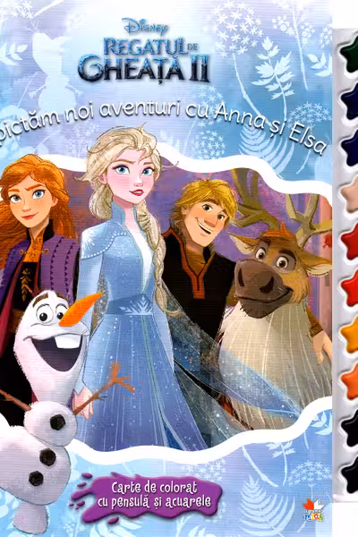 Disney. Regatul de gheata II. Sa pictam noi aventuri cu Anna si Elsa. Carte de colorat cu pensula si acuarele