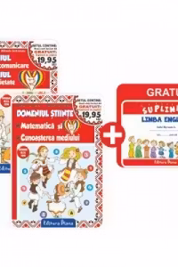 Set doua carti A4 pentru grupa mijlocie, 4-5 ani: 1. Domeniul stiinte. Matematica si cunoasterea mediului; 2. Domeniul limba si comunicare. Domeniul Om si societate