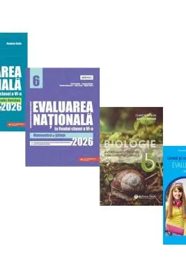 Pachet 4 carti Evaluarea Nationala 2026 clasa a 6-a: Matematica si Stiinte, Limba si comunicare, Limba romana si Biologie - Bogdan Ratiu, Bogdan Antohe, Adelin Stanciu, Marinela Pantazi