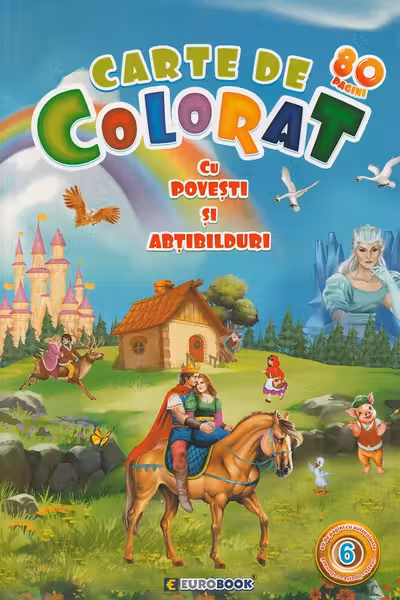 Carte de colorat cu povești și abțibilduri. Jumbo Vol.6