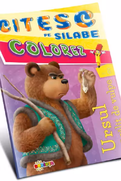 Citesc pe silabe. Colorez. Ursul pacalit de vulpe
