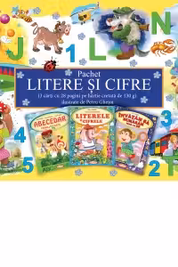 Pachet Economic 3 carti Litere si cifre: 1. Abecedar. Prima mea carte; 2. Invatam impreuna Literele si Cifrele; 3. Invatam sa numaram pana la 10
