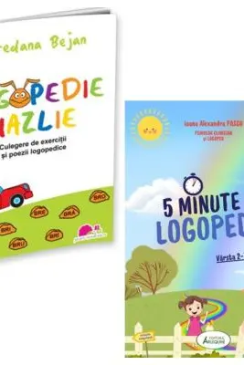 Pachet 2 titluri: Logopedie hazlie. Culegere de exercitii si poezii logopedice si 5 Minute de Logopedie pe zi! Exercitii zilnice pentru dezvoltarea limbajului copiilor - Loredana Bejan, Ioana Alexandra Pascu