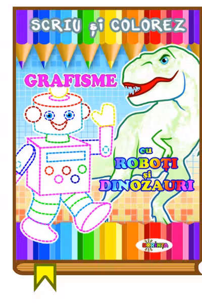 Grafizme cu roboti si dinozauri.
