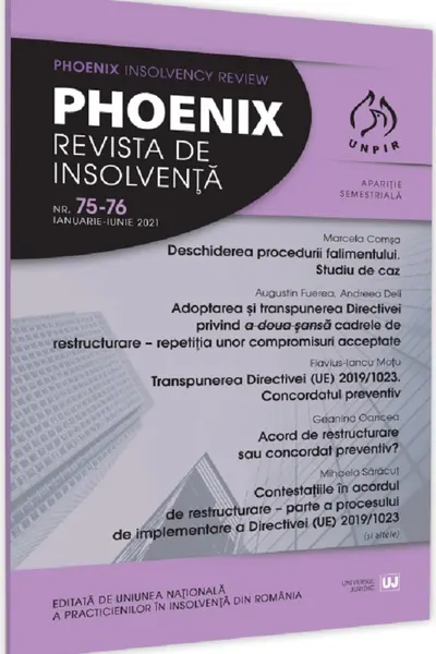 Phoenix. Revista de insolvență. Nr.75-76 Ianuarie-Iunie 2021