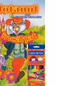 Motanul incaltat - carte de colorat + Creioane color 12 culori
