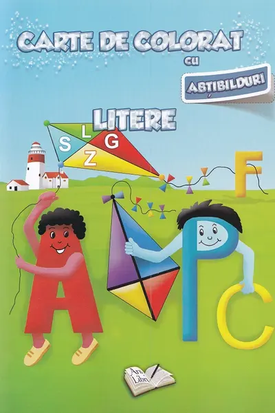 Carte de colorat cu abțibilduri. Litere