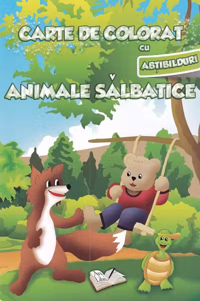 Carte de colorat cu abțibilduri. Animale sălbatice