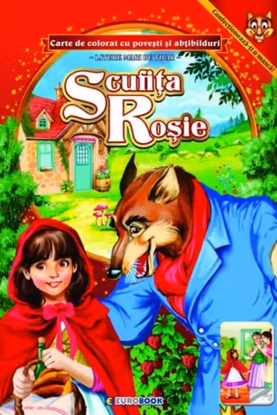 Scufița Roșie. Carte de colorat cu povești și abțibilduri