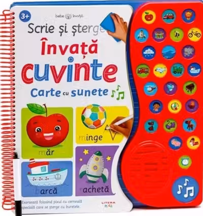 SCRIE SI STERGE. INVATA CUVINTE. Carte cu sunete