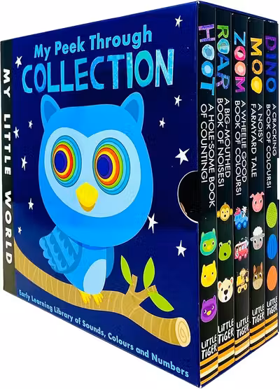 My Little World Peek Through Collection 5 Books Box Set Dino Moo Zoom Roar Hoot (Series 2)