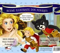 Mica Sirenă + Motanul Încălțat. Scene ilustrate din povești. Planșe
