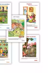 Set 5 carti uriase Clasa pregatitoare. Semestrul I (Povestea celor zece picaturi, Intamplari cu furnici, Opt roti, Degetica, Jocuri si jucarii )