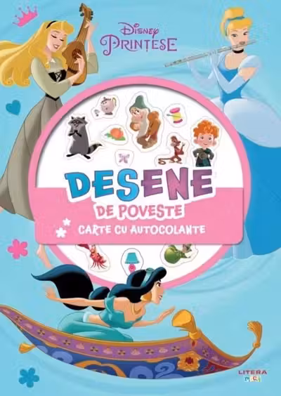 DISNEY. PRINTESE. DESENE DE POVESTE. Carte cu autocolante