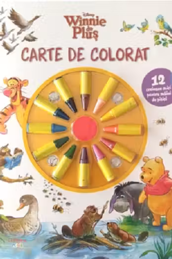DISNEY. WINNIE DE PLUS. Carte de desenat. 12 creioane mici pentru maini de pitici