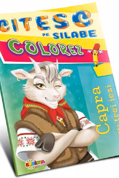 Citesc pe silabe. Colorez. Capra cu trei iezi