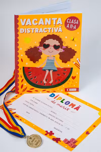 Pachet - Caiet de vacanta - Clasa a II-a + Diploma de merit + Medalie CADOU