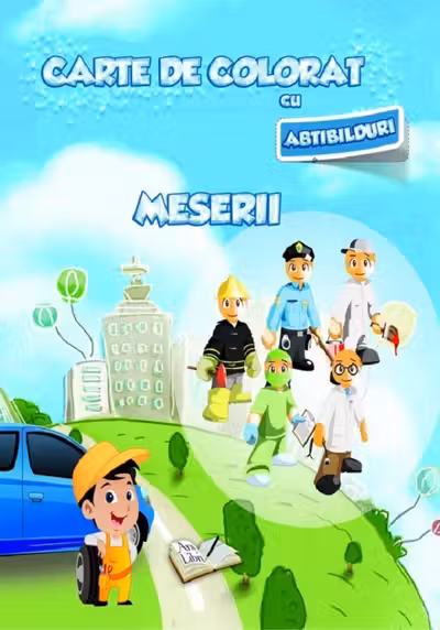 Carte de colorat cu abțibilduri - Meserii