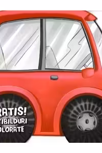 Carte de colorat cu abtibilduri: Vehicule. Lipseste si coloreaza. Masina + abtibilduri colorate + jucarie