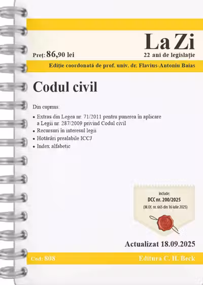 Codul civil. Cod 808. Actualizat la 18.09.2025 Editie SPIRALATA