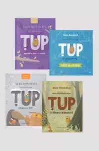 Pachet 4 carti Aventurile lui Tup (1. Tup. Imposibil e doar un cuvant, 2. Tup salvatoarea iernii, 3. Tup si padurea incremenita, 4. Tup si prietenii sai. Carte de colorat)
