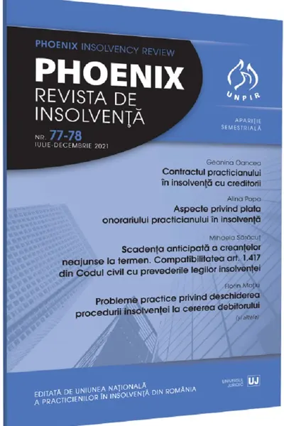 Phoenix. Revista de insolvență. Nr.77-78 Iulie-Decembrie 2021