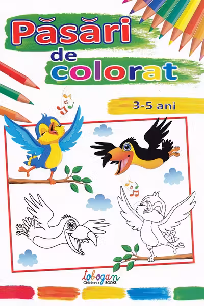 Păsări de colorat 3-5 ani