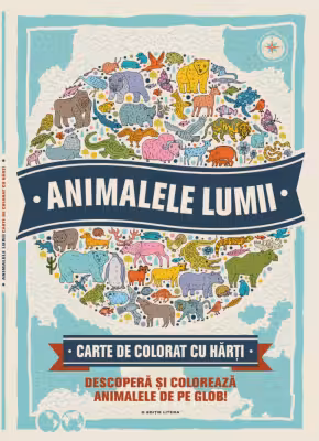 Animalele lumii. Carte de colorat cu harti